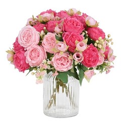MARTINE MALL 2 Packs Peonies Artificial Flowers, Mixed Pink 2PCS,