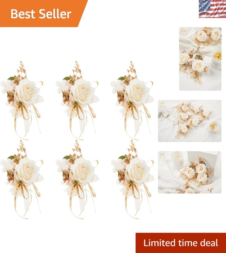 Handcrafted Faux Silk Wrist Corsages – 6 Elegant Accessories for Weddings