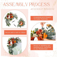 Wedding Arch Flowers Set of 4 Artificial Flower Swag Wedding Faux Floral Swag wi