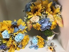 Wedding Flower bouquet Decorations Sunflowers And Blues You Can Change Colors