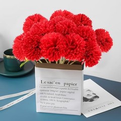 Pcs Artificial Chrysanthemums Flowers Silk Ball Flowers Fake Mums 12 Red