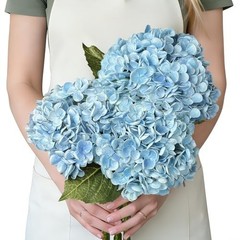 3 Pcs Real Touch Hydrangea Artificial Flowers, Pet-Safe 3D Latex Blue