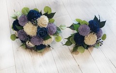 Lavender Navy Blue Bridal Bouquet Sola Wood Bridesmaid Purple Wedding Flowers