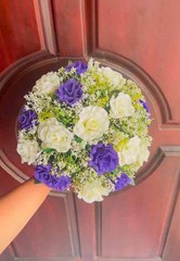 purple white wedding bouquet rose bridal boquet