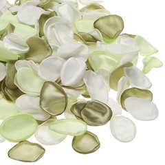 300pcs Artificial Rose Petals Fake Silk Flower Petals, White/Light Green/Green