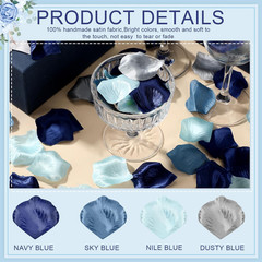 Tigeen 1200 Pcs French Dusty Blue Silk Rose Petals Artificial Flower Petals for