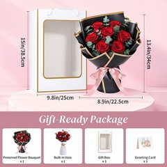 Lewondr Flower for Delivery, Preserved Flowers 13.4 × 8.86 × 4.92 in, Red