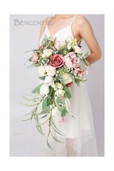 12 Inch Dusty Rose Bridal Bouquet, Cascading Bouquet,Wedding Bouquet,for Wedd…