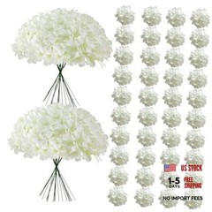 65Pcs Hydrangea Artificial Flowers Bulk，Realistic Silk Fake 65 Pcs White