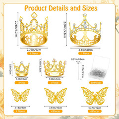 Gold Crowns for Flower Bouquets, Flower Bouquet Accessories Including 4 Pcs Bouq