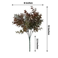 3 GREEN RED 13″ ARTIFICIAL Eucalyptus Bushes Faux GREENERY STEMS Party Supplies