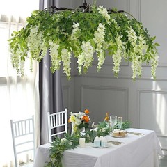 55″ CREAM GREEN Silk Wisteria Vine Hanging Artificial FLOWER Chandelier Party