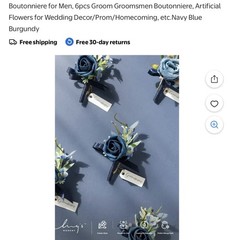 6pc Wedding Boutonniere Set Groom Groomsmen Artificial Flowers