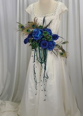 Peacock Blue Beautiful Faux Silk Wedding Bouquet