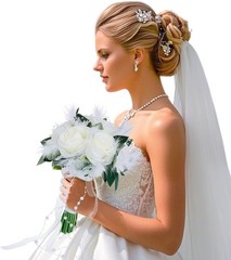 Wedding Rose Bouquet Bridesmaid Flower Bouquets, 11″ Feather White Rose Boho Wed