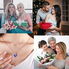 EleShow Preserved Real Rose with Heart Necklace, Eternal A1_purple