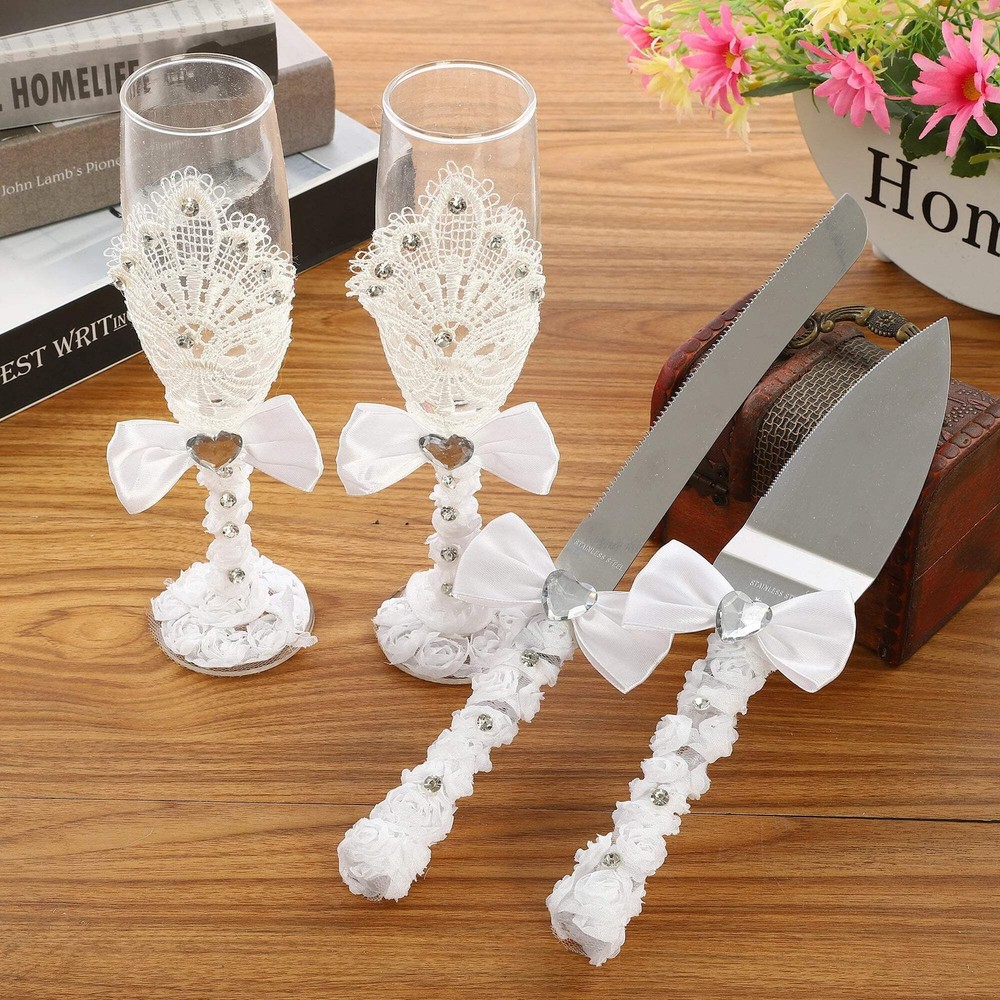 European wedding wedding set romantic wedding glass four-piece cutlery set