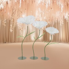 3 Pcs White Green Handmade Fake Corn Poppy Flower, Adjustable Stem Wedding Decor