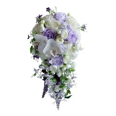 Water Drop Bridal Bouquet Waterfall Artificial White Purple Flower Wedding Props