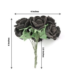 48 BLACK Mini Roses 4″ Foam ARTIFICIAL FLOWERS Stems Party Wedding DIY Supplies