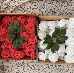 Red And White 3” Foam Roses