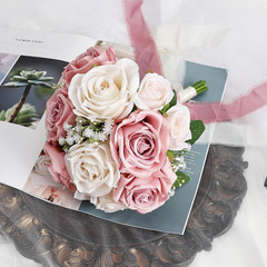 Wedding Bouquet for Bride – Premade Simple Artificial Roses Flowers for Bridal S
