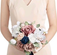 Ling’s Moment 9″ Wedding Bouquet for Bride, Bridesmaid’s Bouquet, NO RIBBONS!