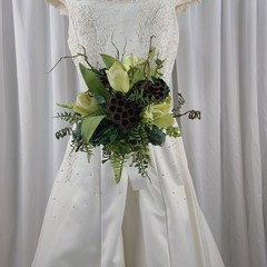 Woodland and Jade Crystal Faux Silk Wedding Bouquet