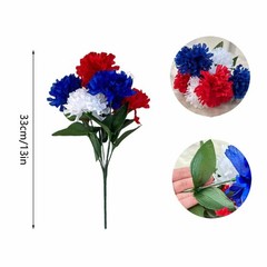 10pcs Patriotic Red White Blue Peony Bouquet Indoor Outdoor Decor