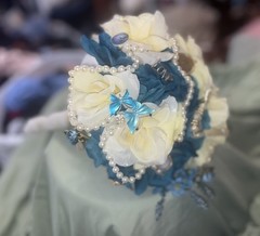 Handmade Silk Flower and Brooch Wedding Bouquet for Bride
