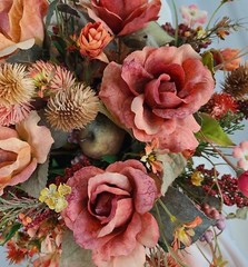 Dusty Autumn Ribbons and Rose Faux Silk Bridal Bouquet