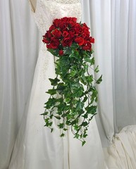 Roses Are Red Waterfall Faux Silk Wedding Bouquet