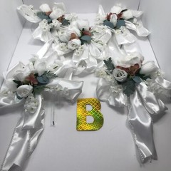 Bridal Wedding Pew Aisle Elegant White Pearl Ribbon Roses Decoration Women Event