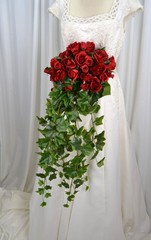 Roses Are Red Waterfall Faux Silk Wedding Bouquet