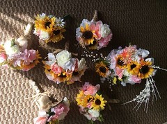 Wedding flowers bridal bouquets bridal package Sunflowers Blush Coral 9 Bouquet