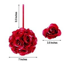 2 FUCHSIA 7″ Silk Roses Flowers Kissing Balls Wedding Party Events Centerpieces