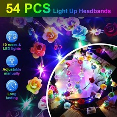 Dazzling 54 PCS Light Up Flower Crowns – Perfect for Parties, Weddings and More