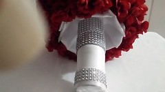 ROSE BOUQUET/RED/SILVER/WHITE/RHINESTONES
