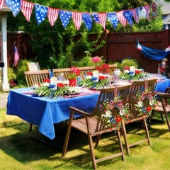 4 PCS Patriotic American Candle Rings Wreaths Artificial 4th of July Floral Cand