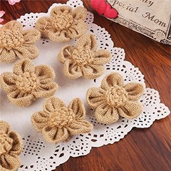 12 Pieces Handmade Burlap Flowers for Wedding tion, Craft Making and Other