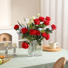 50PCS Artificial Silk Roses Flowers – Realistic Fake Roses in Bulk & Red