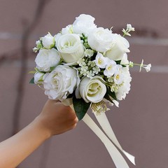 CYANLUX Wedding Bouquets for Bride Bridesmaid Bouquet Champagne White Rose