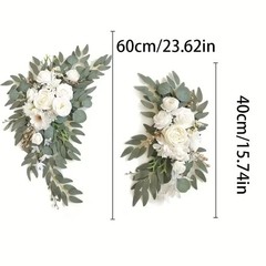 Boho Dusty Rose Blue Wedding Arch Flowers Kit Eucalyptus Garland Drapes Set