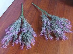 4 Flocking Plastic Grass Bushes Artificial Plants(2 Pink and 2 Purple)