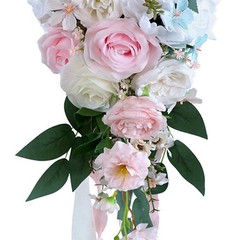 Wedding Bouquet Silk Flowers Waterfall Shape Silk Roses Water Drop Home