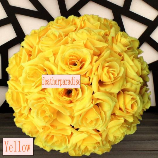 11-12 Inches Yellow Rose Flower Ball Wedding decoratin Ball Kissing Ball