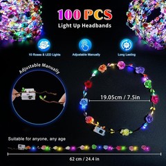 Enchanting 100 PCS Light Up Flower Crowns: Perfect for Parties & Celebrations