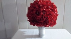 ROSE BOUQUET/RED/SILVER/WHITE/RHINESTONES