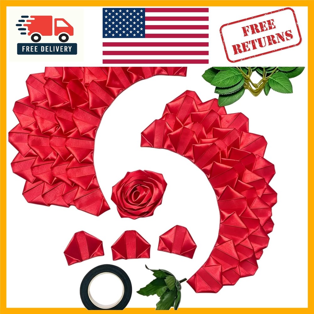 Complete DIY Floral Kit: 105 Premade Satin Ribbon Petals for Elegant Bouquets
