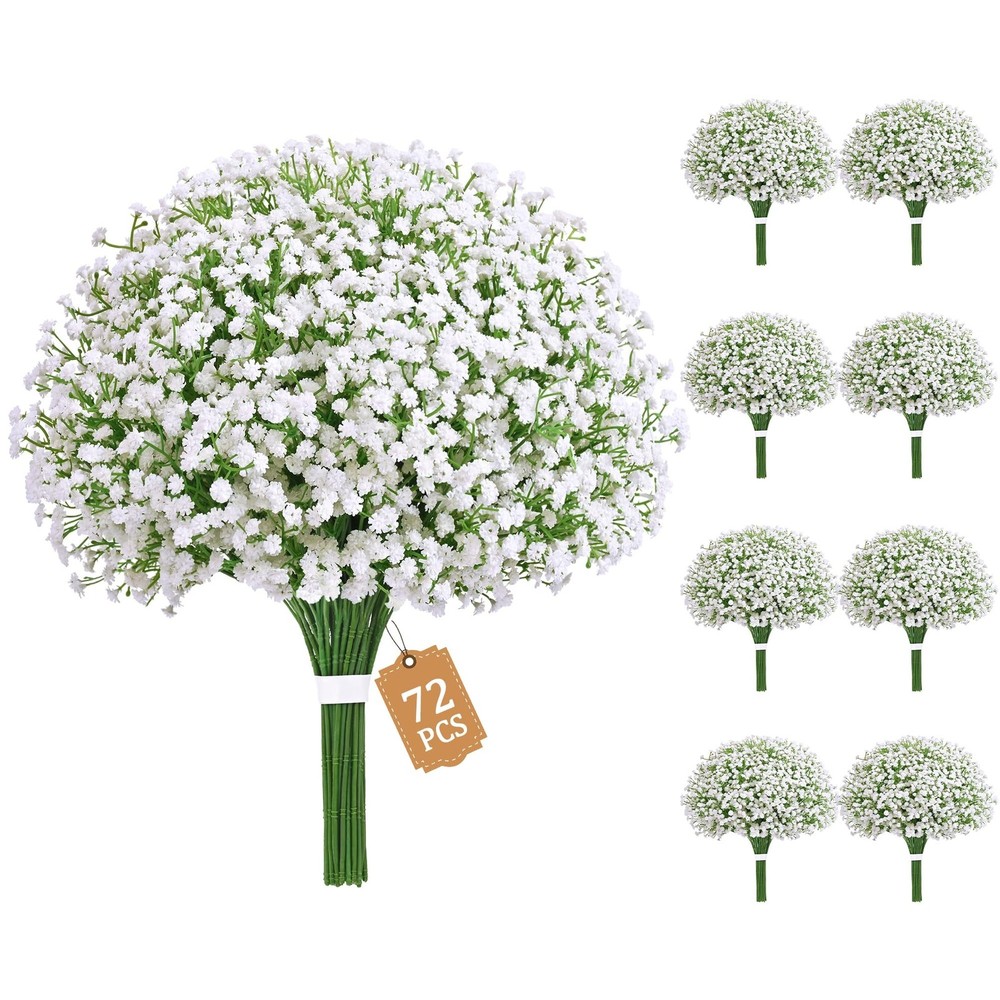 MARTINE MALL 72 Pcs Babys Breath Artificial Flowers, White Baby Breath Flower…